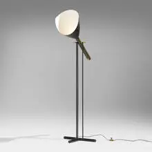 Angelo Lelii, Televisione floor lamp, model 12627, c. 1956, enameled steel and aluminum, brass-plated metal