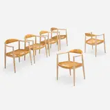 Hans J. Wegner, The Chairs, set of six, oak, cane