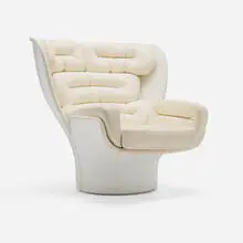 Joe Colombo, Elda chair, model 1005, 1963, lacquered fiberglass, leather