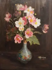 Kate Wylie, Mixed blooms in a Chinese Vase