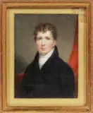 Thomas Hargreaves, A self portrait of the artist, wearing black coat, white stock and cravat. Watercolour on ivory, signed on the reverse, Portrait of Thomas Hargreaves/ Pinxt/ 1824, gilt-wood frame.