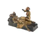 Franz Bergman, early 20th century cold painted metamorphic bronze group of an exotic maiden and a Nubian boy, bronze