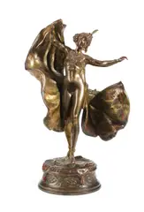 Franz Bergman, early 20th century cold painted metamorphic bronze figure of an exotic dancer, bronze