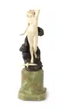 Ferdinand Preiss, ivory and patinated bronze figure of a water sprite (Venus), patinated bronze