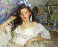 Yuri Krotov, Young girl with a blue ribbon