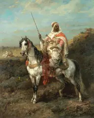 Adolf Schreyer, Arabian horseman, oil on canvas