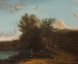 Landscape with figures by 19th Century English School, oil on canvas, sold Oct 2017