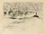 Emil Nolde, Dampfer, 1910, Strichätzung und Kaltnadel auf Velin