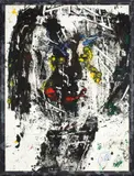 Markus Lüpertz, Männer ohne Frauen - Parsifal, 1994, Monotypie, mit Öl und Tempera überarbeitet, auf Papier. Im Künstlerrahmen