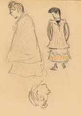 Heinrich Zille, Frauenstudien, 1920, Beidseitig: Farbkreide und Bleistift auf zwei aneinandergefügten und gefalteten Papierbögen