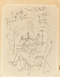Lady Hamilton and Sir William Hamilton by George Grosz, 1923, Rohrfeder und Feder und Tinte auf Papier, sold Sep 2022