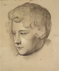 Wilhelm von Kügelgen, Bildnis eines Jünglings, Kohle, mit weißer Kreide gehöht, auf bräunlichem Papier