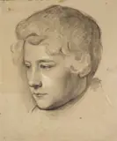 Wilhelm von Kügelgen, Bildnis eines Jünglings, Kohle, mit weißer Kreide gehöht, auf bräunlichem Papier