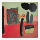 Untitled by Emerson Woelffer, 1954, oil and paper collage on board, sold Mar 2025