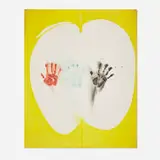White Mirror and 3 Hands by Emerson Woelffer, 1963, oil and acrylic on canvas, sold Mar 2025