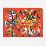 Untitled by Emerson Woelffer, 1949, casein on paper, sold Mar 2025