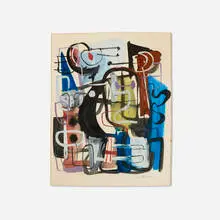 Emerson Woelffer, Seated Figures, 1941, watercolor on Strathmore, double-sided work