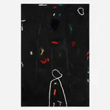 Mythical Composition by Emerson Woelffer, 1984, oil, paper and acrylic on canvas, sold Dec 2024