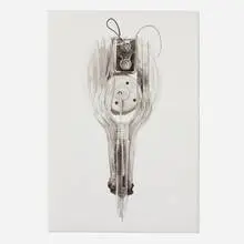 Scott Campbell, Picnicware, 2013, watercolor on paper, found object assemblage