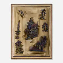 Zach Harris, Stereo Woods, 2013-15, water-based paint, ink, wood, canvas on wood