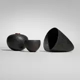 Collection of three works by Remi Verchot and Hugh Buttrum Al Stirt, carved and painted wood, oak, ash, rosewood, sold Aug 2025