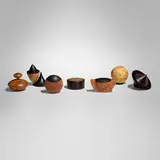 Hans Weissflog, Collection of seven boxes, African blackwood, various exotic woods