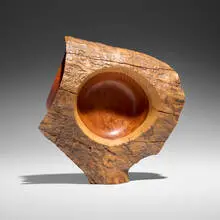 Transmuting Vessel by William Hunter, 1988, pink ivory wood, sold Aug 2025