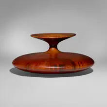 Large Flare-Top Bottle by Ron Kent, 1984, Norfolk Island pine, sold Aug 2025