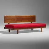 Daybed with Back by George Nakashima, 1959, American black walnut, upholstery, sold Feb 2026