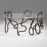 Mattia Bonetti, Rare Oval Meander coffee table, 2011, wrought iron, acrylic