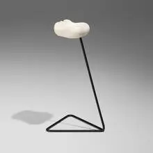 Ash stand by Mathieu Matégot and Georges Jouve, 1951, ceramic, painted steel, sold Feb 2026