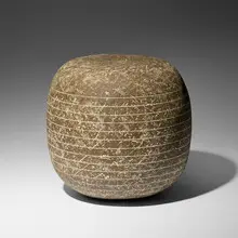 Claude Conover, Ahlac stool, 1985, glazed stoneware with engobe decoration