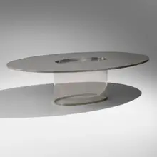 Important dining table by Maria Pergay, c. 1970, stainless steel, cast acrylic, sold Feb 2026