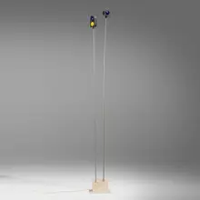 Takis, Signal lamp, series 3, 1968, textured-coated aluminum, chrome-plated steel, painted aluminum, plastic