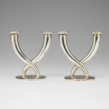 Gio Ponti, Gallia candelabra, pair, silver-plated brass