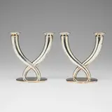 Gio Ponti, Gallia candelabra, pair, silver-plated brass