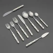 Christian Dior, Bamboo flatware service, c. 1975, sterling silver, stainless steel