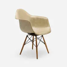 PAW by Charles and Ray Eames, 1951, molded fiberglass with rope edge, birch, enameled steel, sold Feb 2026