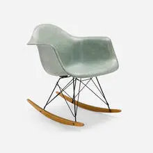 RAR by Charles and Ray Eames, molded fiberglass, birch, enameled steel, sold Feb 2026