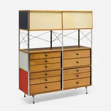 Charles and Ray Eames, ESU 426-C, birch plywood, lacquered Masonite, chrome-plated steel, fiberglass, birch