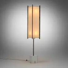 LTe 12 Prisma floor lamp by Ignazio Gardella, c. 1960, marble, matte chrome-plated brass, cotton poplin, sold Feb 2026