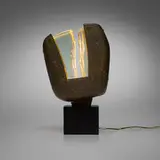 Max Ingrand, Rare table lamp, c. 1960, bronze, glass, lacquered wood