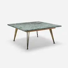 Gio Ponti, Coffee table, 1953, Verde Alpi marble, brass, Italian walnut
