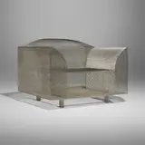 How High the Moon chair by Shiro Kuramata, 1986 / 2003, epoxy-coated nickel-plated steel, sold Feb 2026
