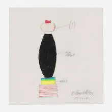 Ettore Sottsass, Menta totem drawing, 1963, pastel and pencil on paper