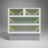 Michele de Lucchi, Atlantic cabinet, 1981, laminate, textured glass, enameled steel