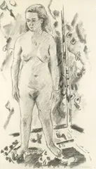 Jules Cavaillès, Nude study, charcoal
