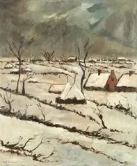 Albert Saverys, Winter landscape, oil on canvas