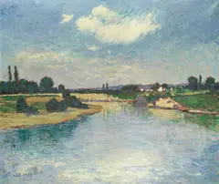 Albert Paál, River landscape on a summer's day, oil on canvas