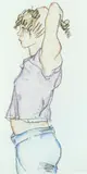 Donald Hamilton Fraser R.A., Dancer with raised arms, watercolour and chalk